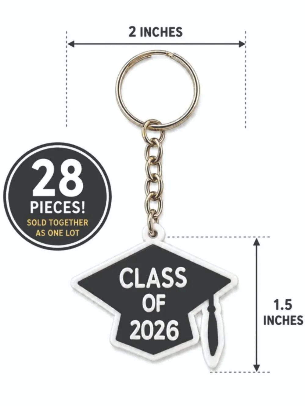 Class of 2026 Graduation Cap Keychains - Lot of 28